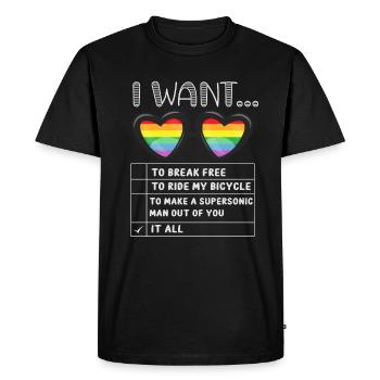 I Want To Break Free Ride My Bicycle - Men's Premium Organic T-Shirt - black - Front - Nico (187cm)
