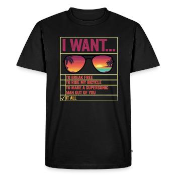 I Want To Break Free Ride My Bicycle - Men's Premium Organic T-Shirt - black - Front - Nico (187cm)