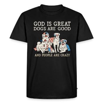 Dieu est grand Les chiens sont bons et les gens sont fous - T-shirt Premium bio Homme - noir - Devant - Nico (187cm)