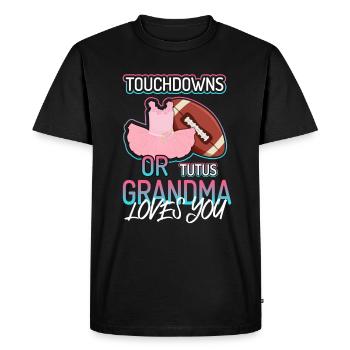 Touchdowns ou Tutus Grand-mère t’aime - T-shirt Premium bio Homme - noir - Devant - Nico (187cm)