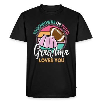 Touchdowns ou Tutus Grand-mère t’aime - T-shirt Premium bio Homme - noir - Devant - Nico (187cm)
