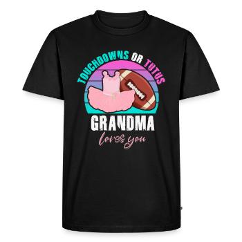 Touchdowns ou Tutus Grand-mère t’aime - T-shirt Premium bio Homme - noir - Devant - Nico (187cm)