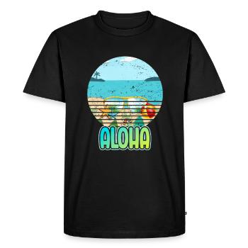 Plages d’Aloha Île tropicale d’été hawaïenne - T-shirt Premium bio Homme - noir - Devant - Nico (187cm)