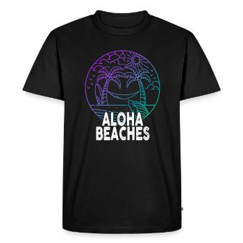 Plages d’Aloha Île tropicale d’été hawaïenne - T-shirt Premium bio Homme - noir - Devant - Nico (187cm)