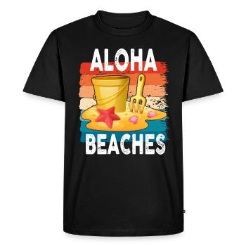 Plages d’Aloha Île tropicale d’été hawaïenne - T-shirt Premium bio Homme - noir - Devant - Nico (187cm)