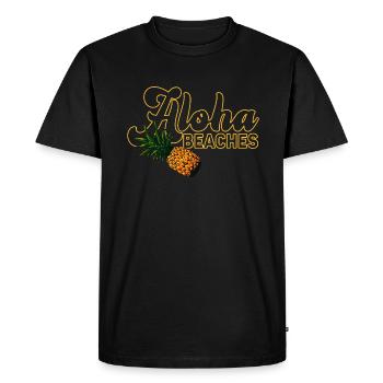 Plages d’Aloha Île tropicale d’été hawaïenne - T-shirt Premium bio Homme - noir - Devant - Nico (187cm)