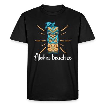 Plages d’Aloha Île tropicale d’été hawaïenne - T-shirt Premium bio Homme - noir - Devant - Nico (187cm)