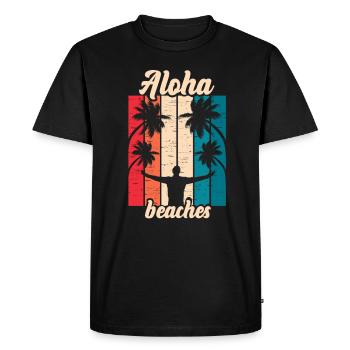 Plages d’Aloha Île tropicale d’été hawaïenne - T-shirt Premium bio Homme - noir - Devant - Nico (187cm)