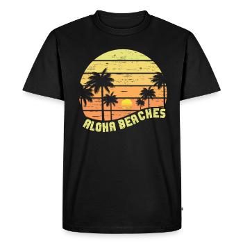Plages d’Aloha Île tropicale d’été hawaïenne - T-shirt Premium bio Homme - noir - Devant - Nico (187cm)