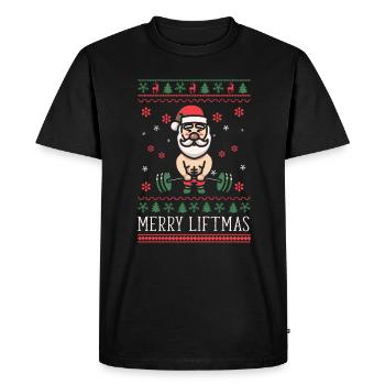 Merry Liftmas - Christmas Bodybuilder Gym Workout - Men's Premium Organic T-Shirt - black - Front - Nico (187cm)