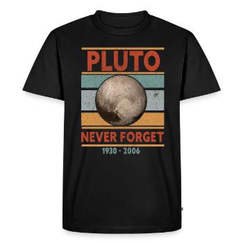 Never Forget Pluto Design Retro Style Funny Space - Men's Premium Organic T-Shirt - black - Front - Nico (187cm)