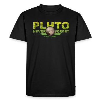 Never Forget Pluto Design Retro Style Funny Space - Men's Premium Organic T-Shirt - black - Front - Nico (187cm)