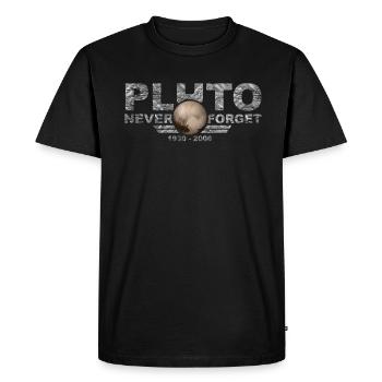 Never Forget Pluto Design Retro Style Funny Space - Männer Premium Bio T-Shirt - Schwarz - Vorne - Nico (187cm)