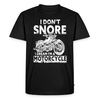 Je ne ronfle pas, je rêve que je suis une moto - T-shirt Premium bio Homme - noir - Devant - Nico (187cm)