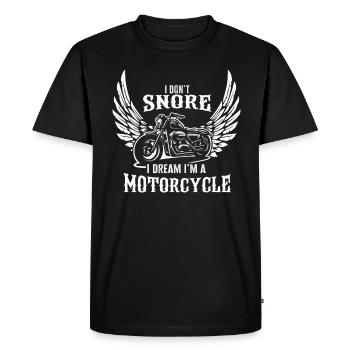 Je ne ronfle pas, je rêve que je suis une moto - T-shirt Premium bio Homme - noir - Devant - Nico (187cm)