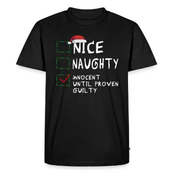 Gentil méchant innocent jusqu’à preuve du contraire - T-shirt Premium bio Homme - noir - Devant - Nico (187cm)