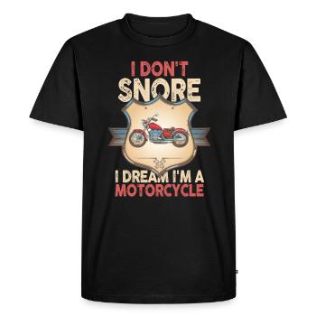 Je ne ronfle pas, je rêve que je suis une moto - T-shirt Premium bio Homme - noir - Devant - Nico (187cm)