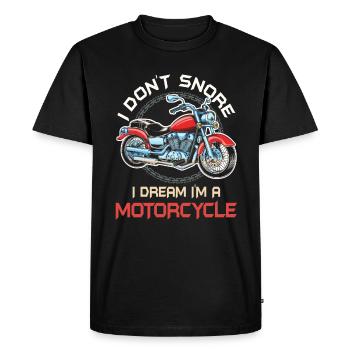 Je ne ronfle pas, je rêve que je suis une moto - T-shirt Premium bio Homme - noir - Devant - Nico (187cm)