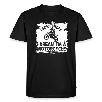 Je ne ronfle pas, je rêve que je suis une moto - T-shirt Premium bio Homme - noir - Devant - Nico (187cm)