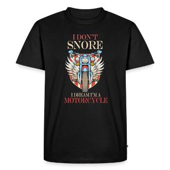 Je ne ronfle pas, je rêve que je suis une moto - T-shirt Premium bio Homme - noir - Devant - Nico (187cm)