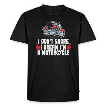 Je ne ronfle pas, je rêve que je suis une moto - T-shirt Premium bio Homme - noir - Devant - Nico (187cm)