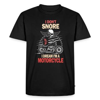 Je ne ronfle pas, je rêve que je suis une moto - T-shirt Premium bio Homme - noir - Devant - Nico (187cm)