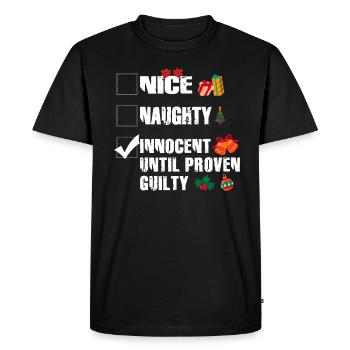 Gentil méchant innocent jusqu’à preuve du contraire - T-shirt Premium bio Homme - noir - Devant - Nico (187cm)