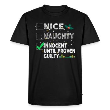 Gentil vilain innocent jusqu’à preuve du contraire - T-shirt Premium bio Homme - noir - Devant - Nico (187cm)
