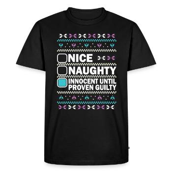 Gentil méchant innocent jusqu’à preuve du contraire - T-shirt Premium bio Homme - noir - Devant - Nico (187cm)