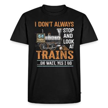 Je ne m’arrête pas toujours de regarder les trains Oh attendez - T-shirt Premium bio Homme - noir - Devant - Nico (187cm)