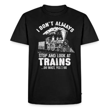 Je ne m’arrête pas toujours de regarder les trains Oh attendez - T-shirt Premium bio Homme - noir - Devant - Nico (187cm)