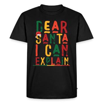 Cher Père Noël, je peux vous expliquer - T-shirt Premium bio Homme - noir - Devant - Nico (187cm)