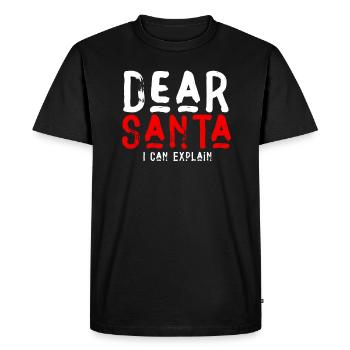 Cher Père Noël, je peux vous expliquer - T-shirt Premium bio Homme - noir - Devant - Nico (187cm)