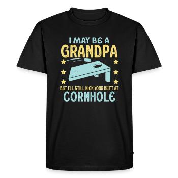 I May Be A Grandpa But I'll Still Kick Cornhole - Men's Premium Organic T-Shirt - black - Front - Nico (187cm)