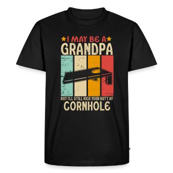 I May Be A Grandpa But I'll Still Kick Cornhole - Men's Premium Organic T-Shirt - black - Front - Nico (187cm)