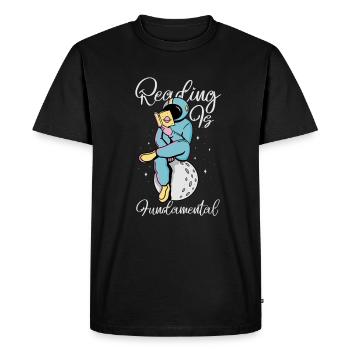 La lecture est fondamentale - T-shirt Premium bio Homme - noir - Devant - Nico (187cm)