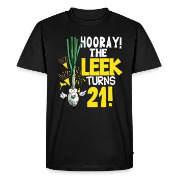21th Bday Hooray The Leek Turns 21 Years Old - Men's Premium Organic T-Shirt - black - Front - Nico (187cm)