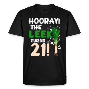 21th Bday Hooray The Leek Turns 21 Years Old - Men's Premium Organic T-Shirt - black - Front - Nico (187cm)