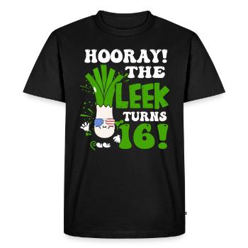 16th Bday Hooray The Leek Turns 16 Years Old - Men's Premium Organic T-Shirt - black - Front - Nico (187cm)