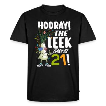 21th Bday Hooray The Leek Turns 21 Years Old - Men's Premium Organic T-Shirt - black - Front - Nico (187cm)