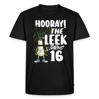 16th Bday Hooray The Leek Turns 16 Years Old - Men's Premium Organic T-Shirt - black - Front - Nico (187cm)