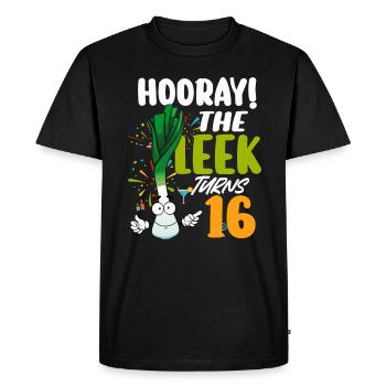 16th Bday Hooray The Leek Turns 16 Years Old - Men's Premium Organic T-Shirt - black - Front - Nico (187cm)