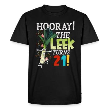 21th Bday Hooray The Leek Turns 21 Years Old - Men's Premium Organic T-Shirt - black - Front - Nico (187cm)