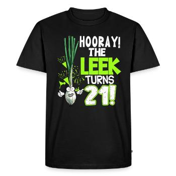 21th Bday Hooray The Leek Turns 21 Years Old - Men's Premium Organic T-Shirt - black - Front - Nico (187cm)