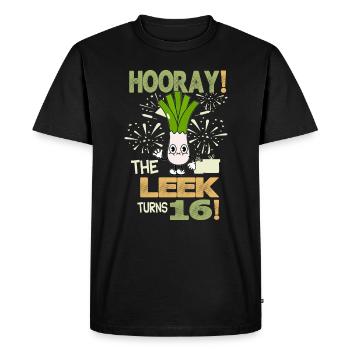 16th Bday Hooray The Leek Turns 16 Years Old - Men's Premium Organic T-Shirt - black - Front - Nico (187cm)