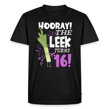 16th Bday Hooray The Leek Turns 16 Years Old - Men's Premium Organic T-Shirt - black - Front - Nico (187cm)