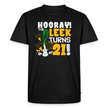 21th Bday Hooray The Leek Turns 21 Years Old - Men's Premium Organic T-Shirt - black - Front - Nico (187cm)