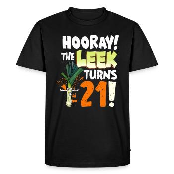 21th Bday Hooray The Leek Turns 21 Years Old - Men's Premium Organic T-Shirt - black - Front - Nico (187cm)