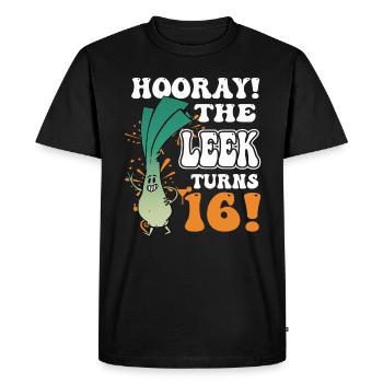 16th Bday Hooray The Leek Turns 16 Years Old - Men's Premium Organic T-Shirt - black - Front - Nico (187cm)
