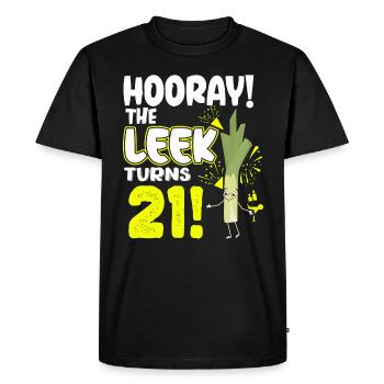 21th Bday Hooray The Leek Turns 21 Years Old - Men's Premium Organic T-Shirt - black - Front - Nico (187cm)